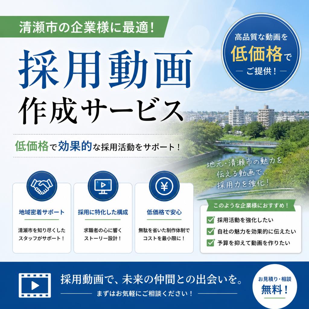 清瀬市の企業様に最適！低価格で効果的な採用動画作成サービス
